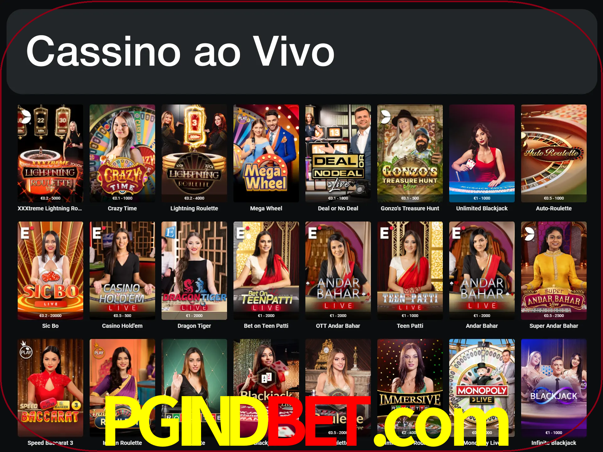 Jogue jogos de cassino com um verdadeiro dealer.
