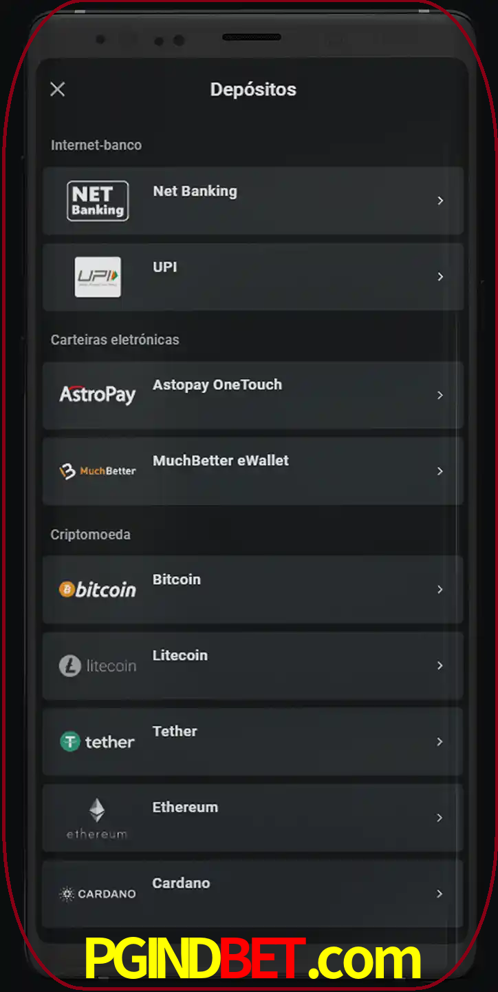 Você pode usar métodos alternativos de depósito.